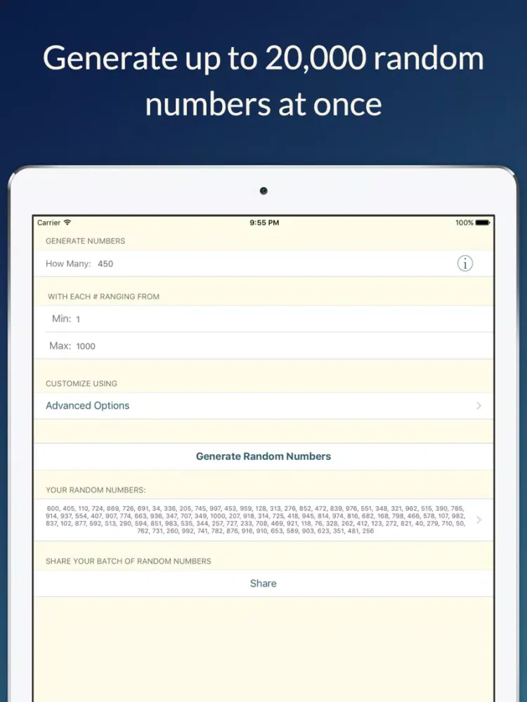 Screenshot di Fast Random Number Generator iPad