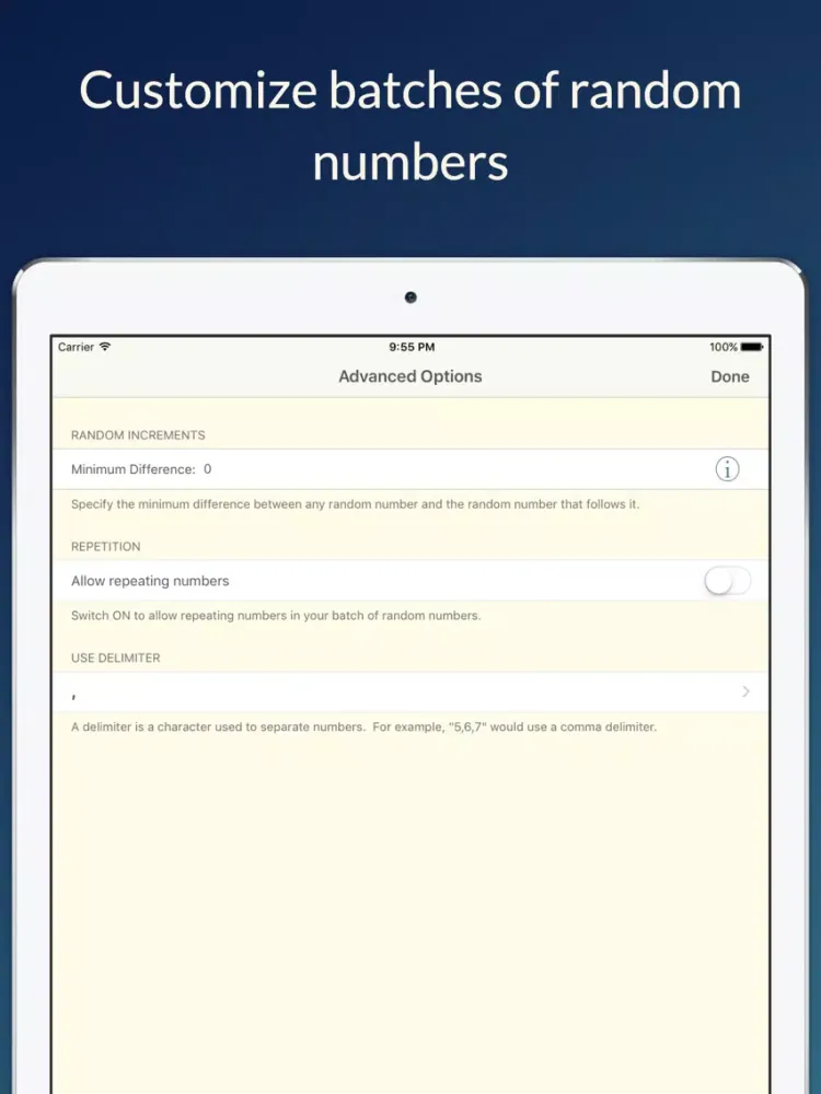 Screenshot di Fast Random Number Generator iPad