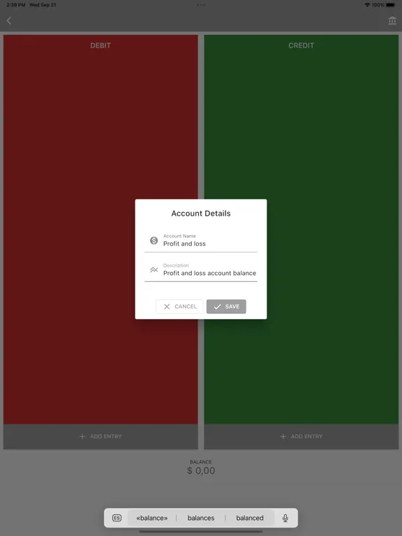 Account Balance T iPad Screenshots