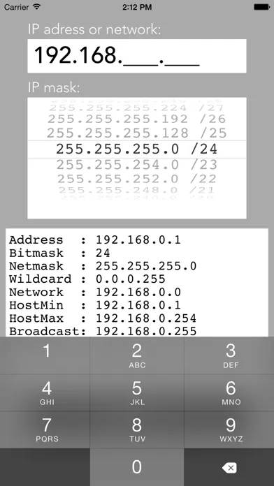 Tangkapan skrin IPMask - network address calculator