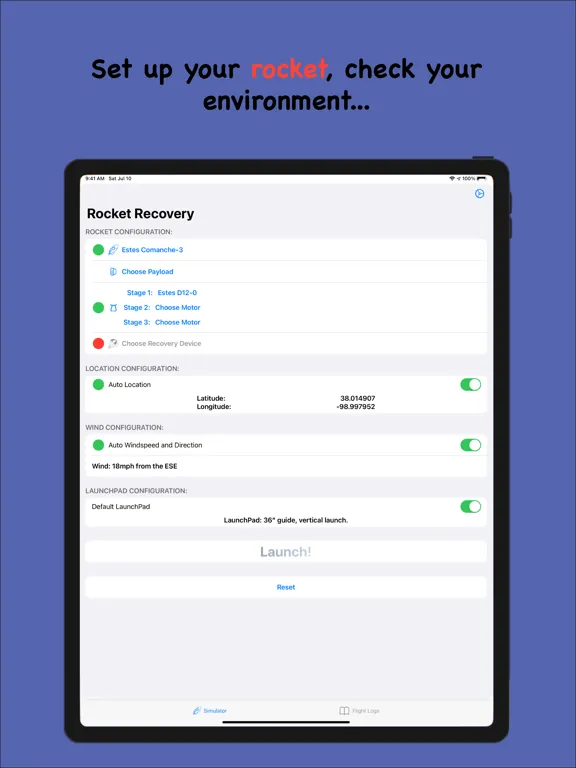 Rocket Recovery iPad  Screenshots