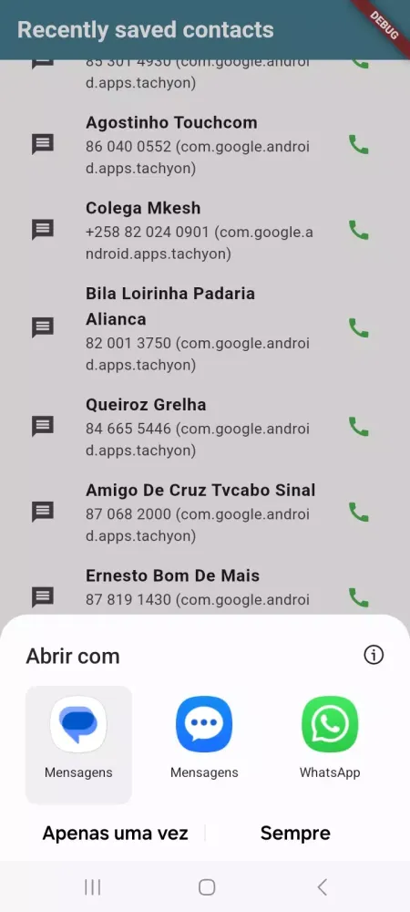 Captures d'écran de Recently saved contacts
