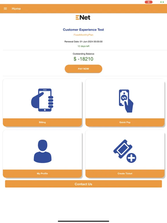 Tangkapan layar ENet E-Care iPad 
