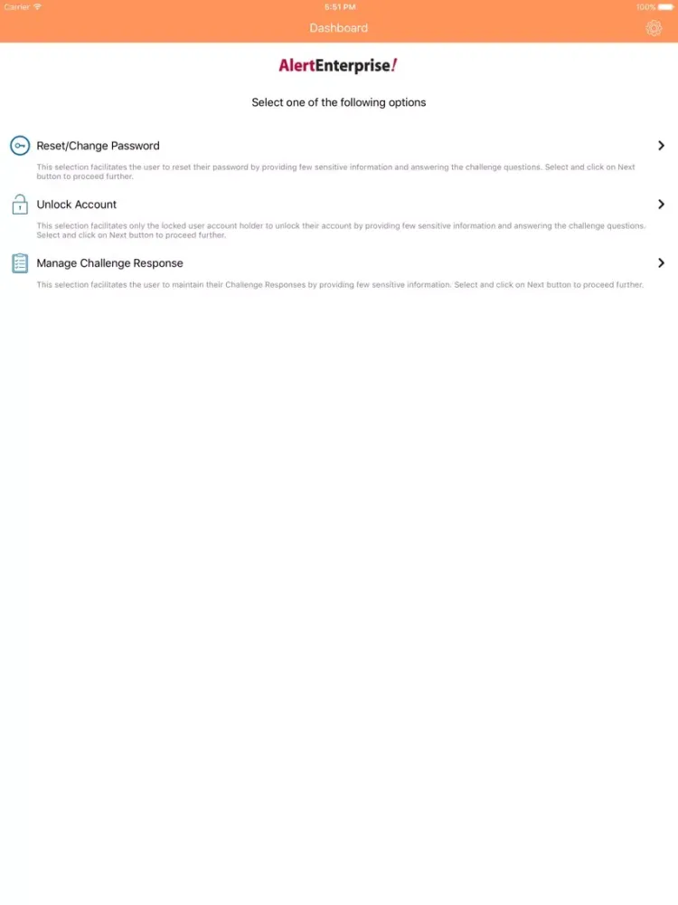 Capturas de tela do AlertEnterprise Password Mgmt iPad 