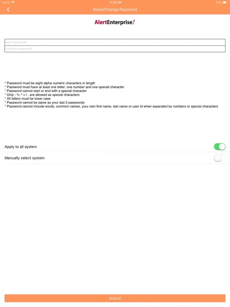Capturas de tela do AlertEnterprise Password Mgmt iPad 
