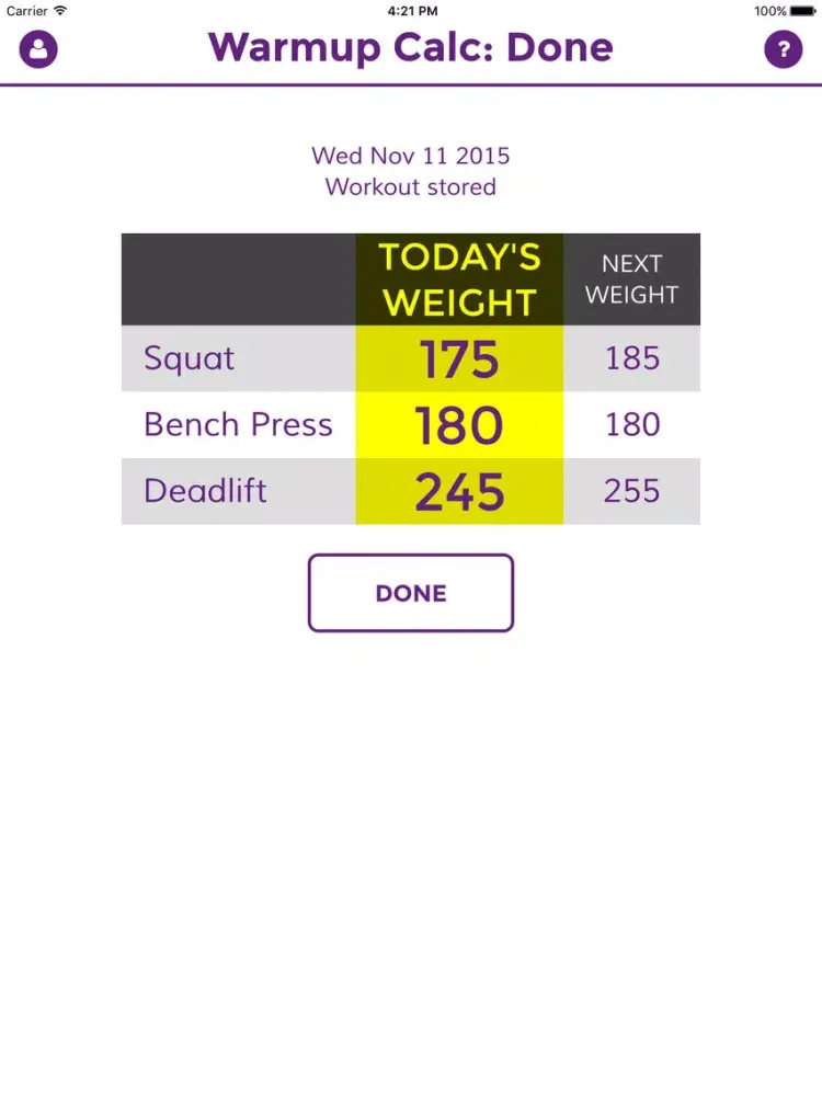 Workout Calc - Starting Strength Weight Lifting Warmup Calculator iPad  স্ক্রিনশট