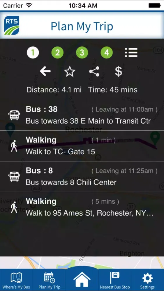 Capturas de tela do Geneseo Bus App