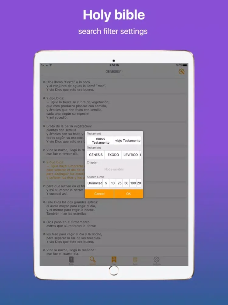 Скриншоты Spanish Bible and Easy Search Bible word Free iPad 