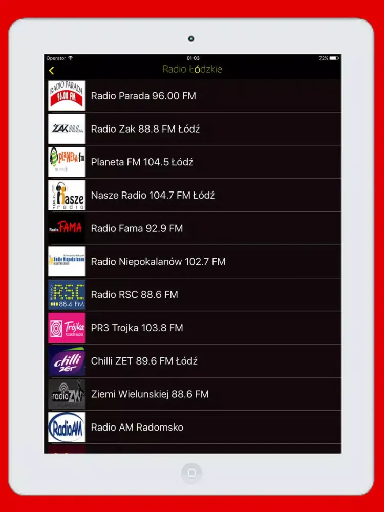 Zrzuty ekranu Radios Polska FM - Radio Poland Online Stations PL iPad 