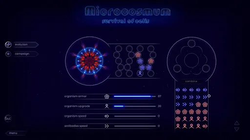 Tangkapan skrin Microcosmum: survival of cells