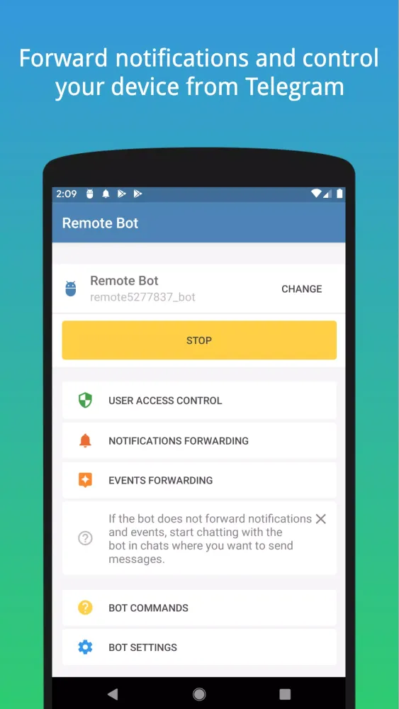 Tangkapan skrin Remote Bot