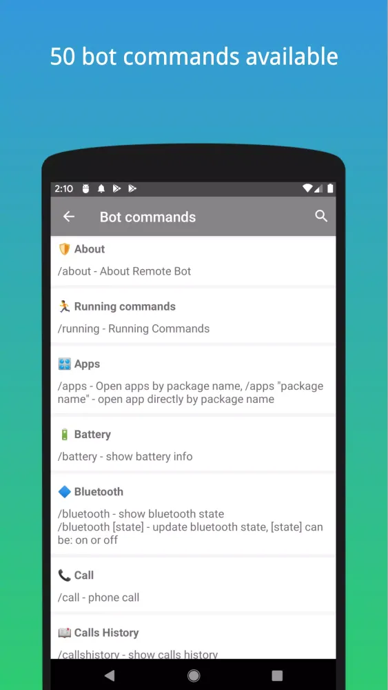 Tangkapan skrin Remote Bot