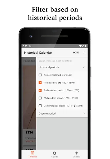 Historical Calendar Screenshots