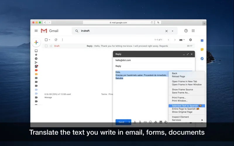 Captures d'écran de Translate for Safari