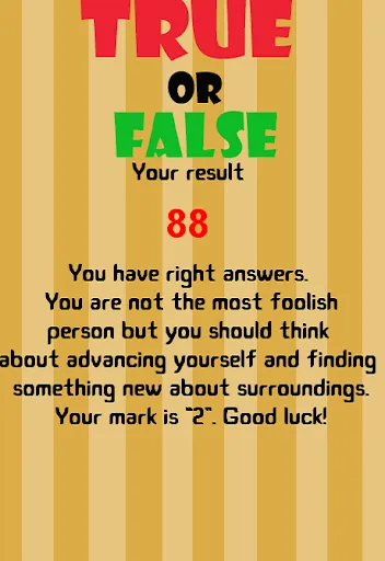 Capturas de tela do True or False