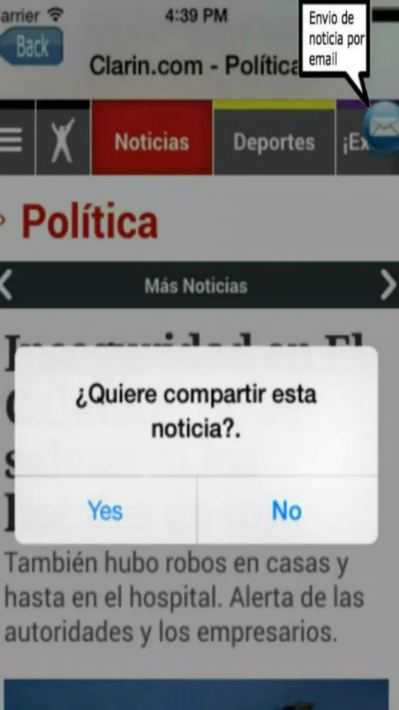 Capturas de tela do Entre Noticias Argentina