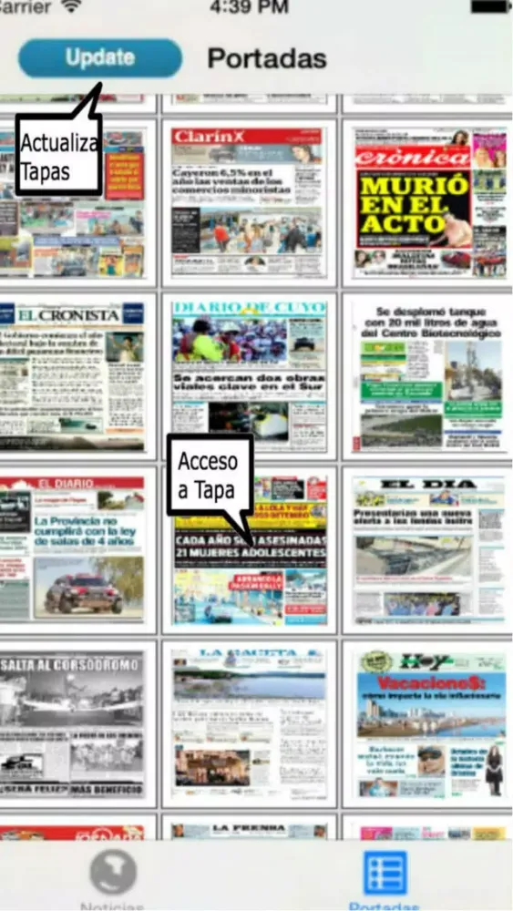 Capturas de tela do Entre Noticias Argentina