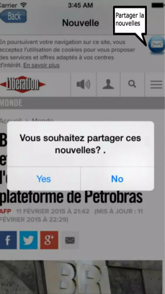 Ảnh chụp màn hình của Nouvelles de France