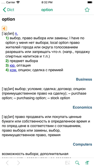 Tangkapan skrin Dict Big EN-RU