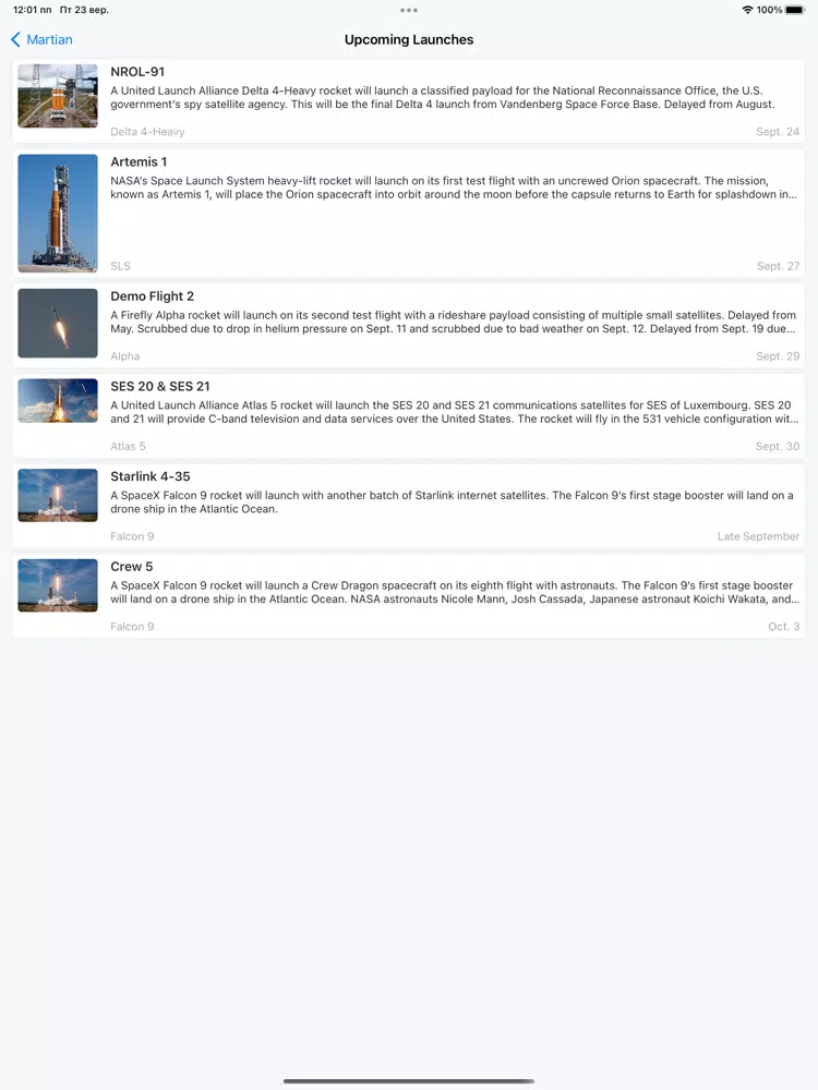 صور Martian: Space Launch Schedule iPad 
