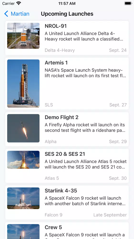 صور Martian: Space Launch Schedule