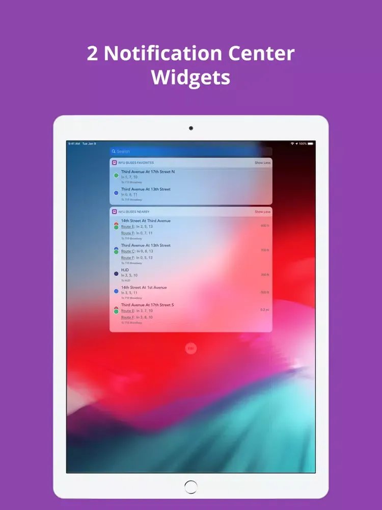 Tangkapan skrin NYU Buses iPad