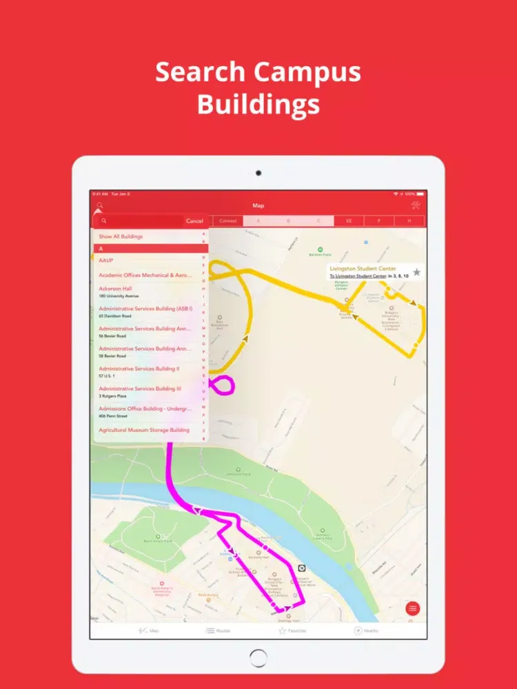 Rutgers Buses iPad  Ekran Görüntüleri