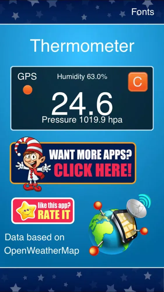 Thermometer Free - Temperature, pressure, humidity measure. Barometer應用截圖
