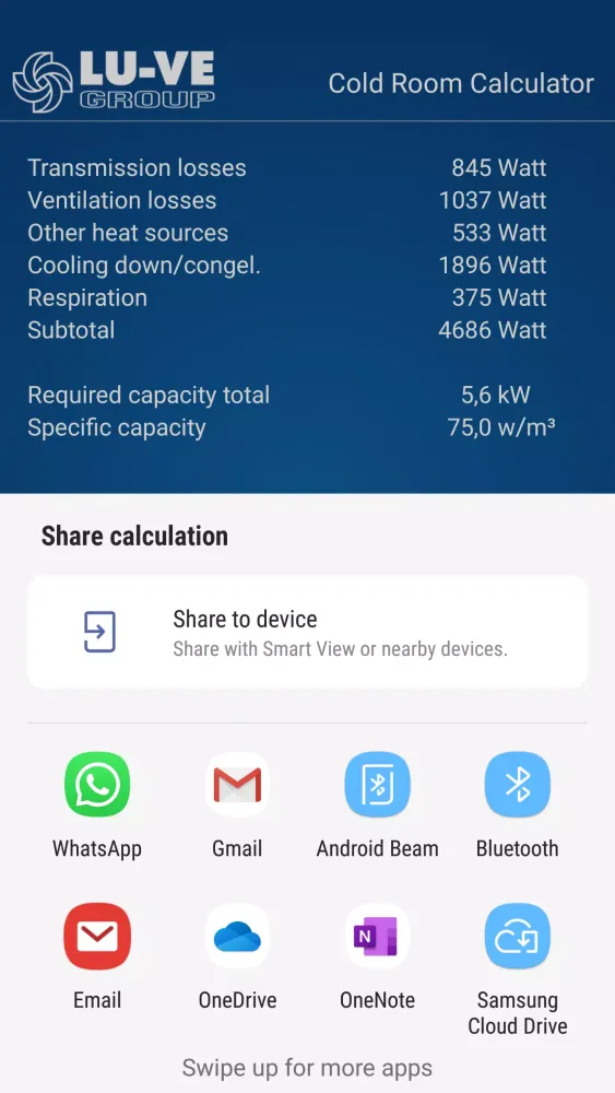 Cold Room Calculator Screenshots