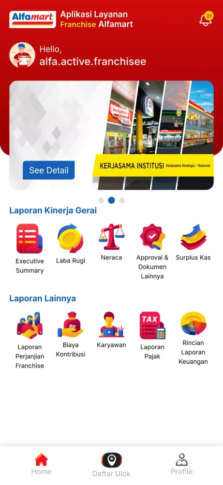 Tangkapan layar ALFA Franchise