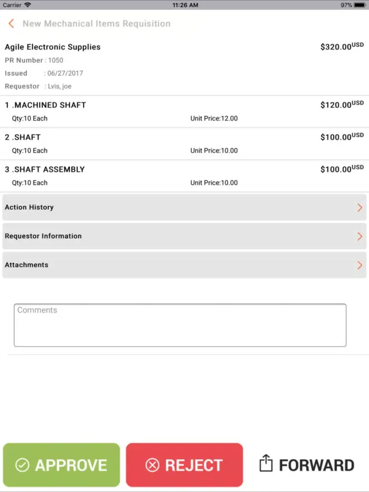 Oracle EBS - PR Approvals iPad  Screenshots