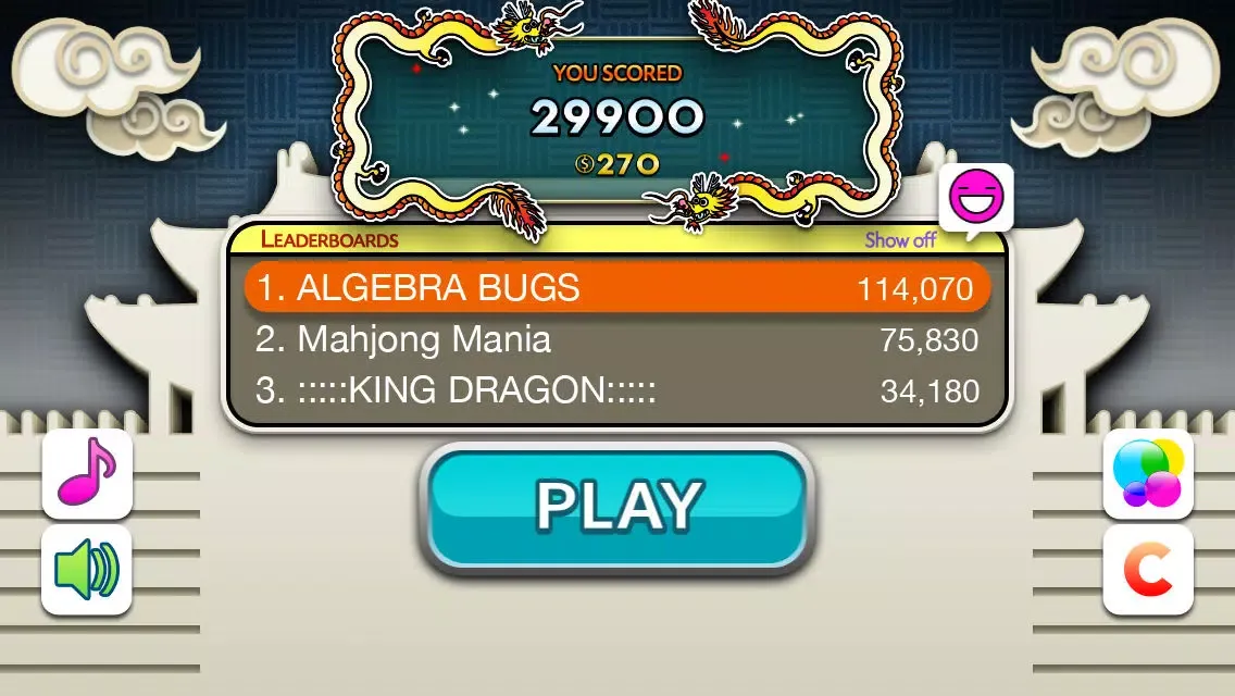 Tangkapan layar King of Mahjong