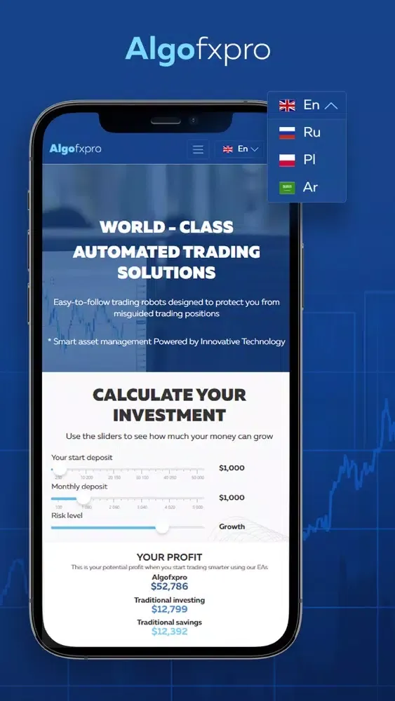 Tangkapan layar Algo FxPro: Trade & Invest