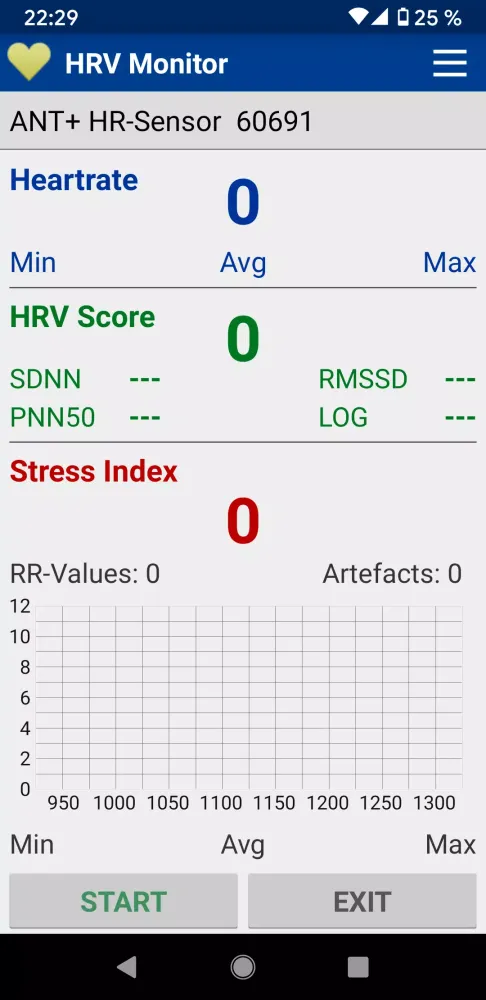 Tangkapan skrin HRV Monitor