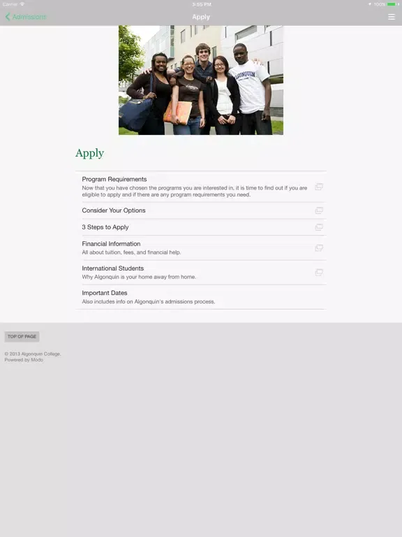 Скриншоты Algonquin College - Admissions iPad 