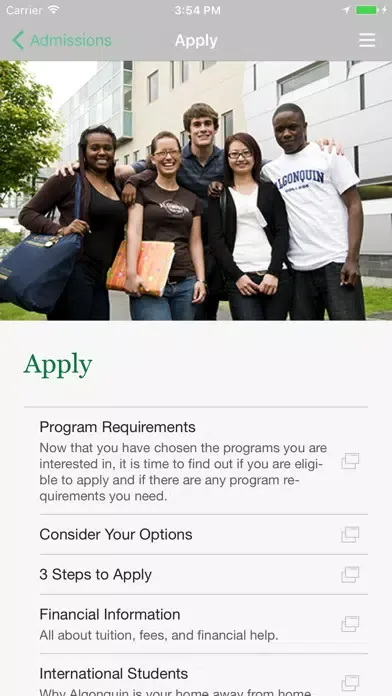 Скриншоты Algonquin College - Admissions
