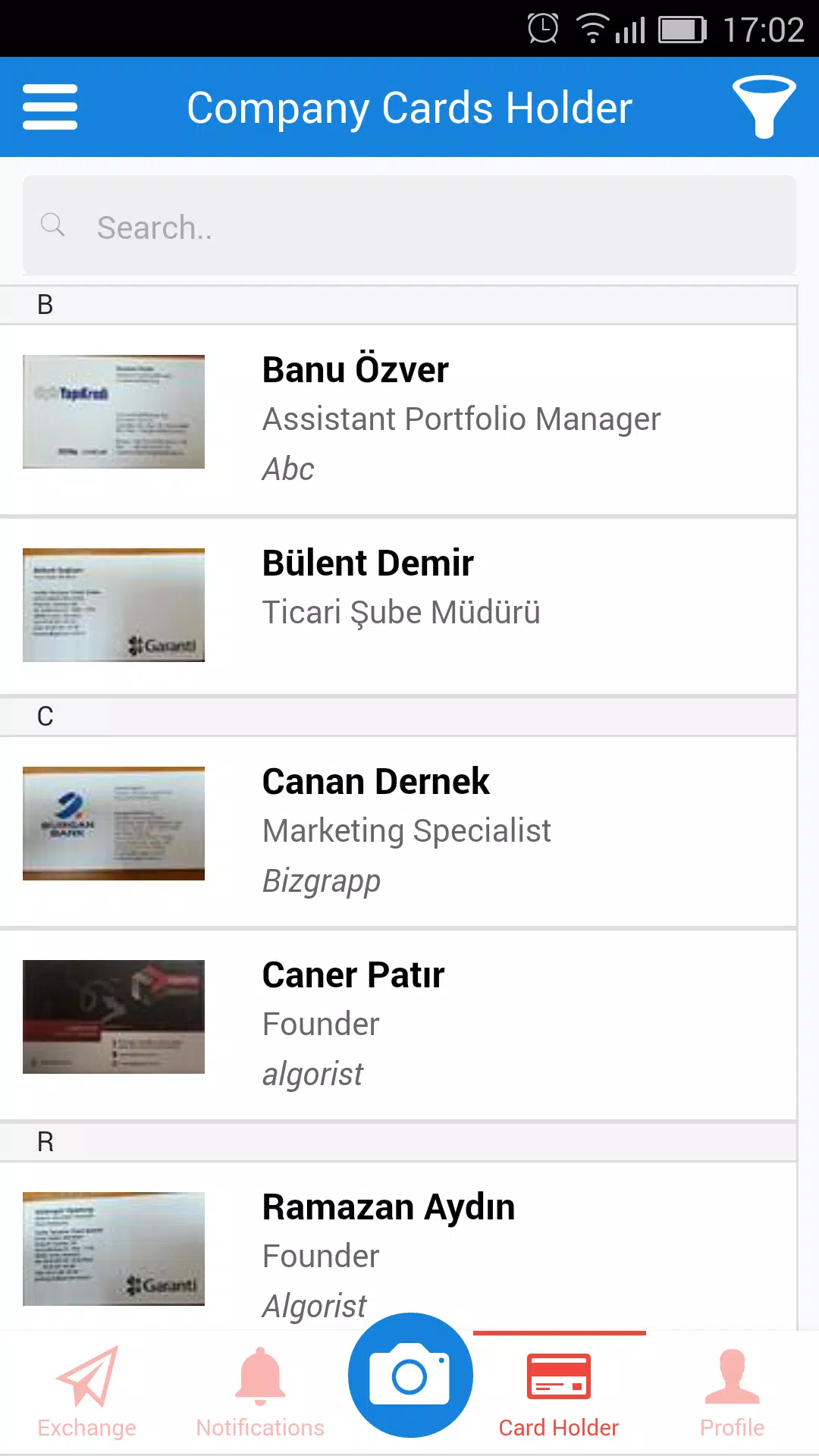Tangkapan layar Bizgrapp - Business Card Read