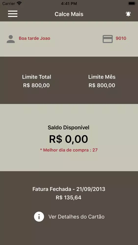 Скриншоты Cartão Calcemais