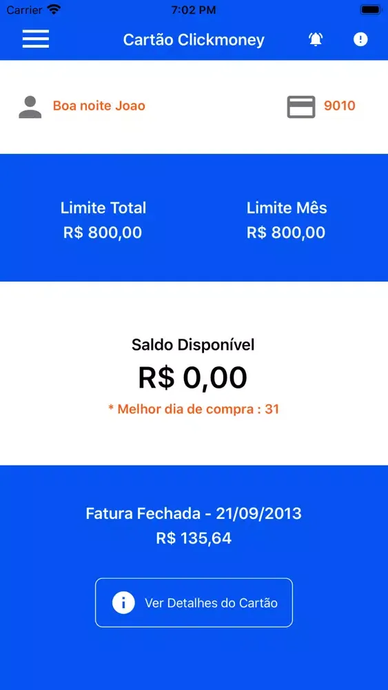 Cartão Clickmoney Screenshots