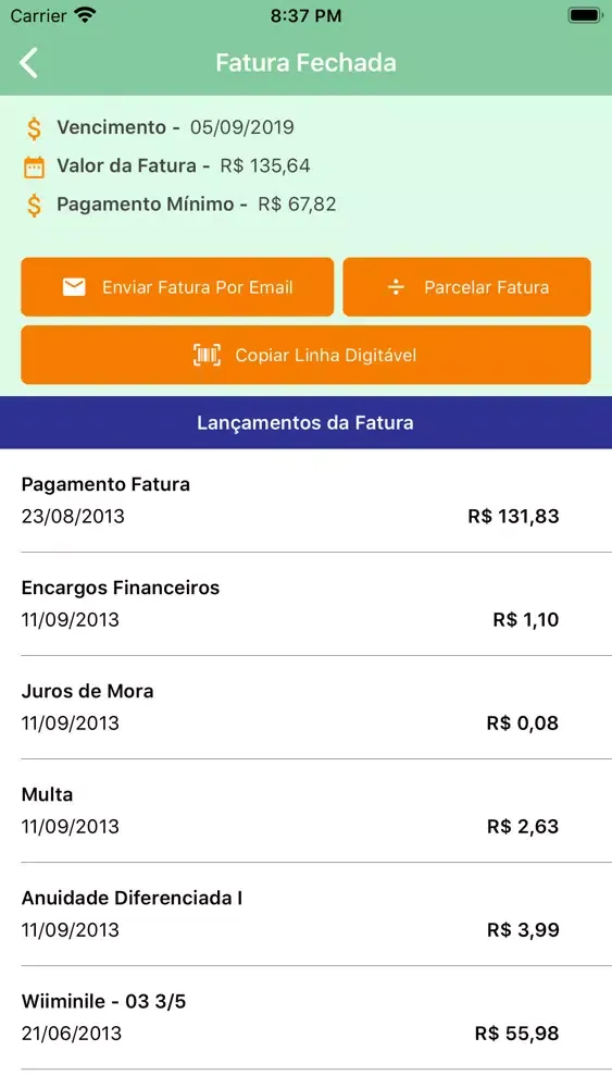 Ảnh chụp màn hình của Cartão CredFarmes