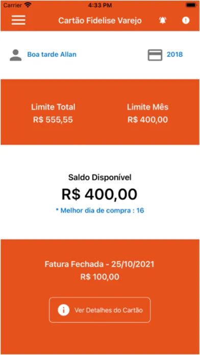 Screenshot di Cartão Fidelise Varejo
