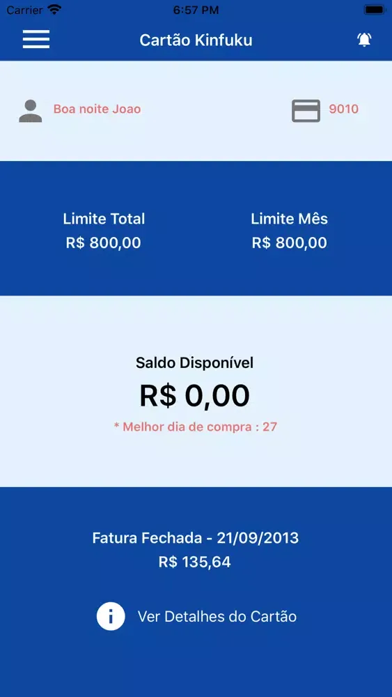 Zrzuty ekranu Cartão Kinfuku
