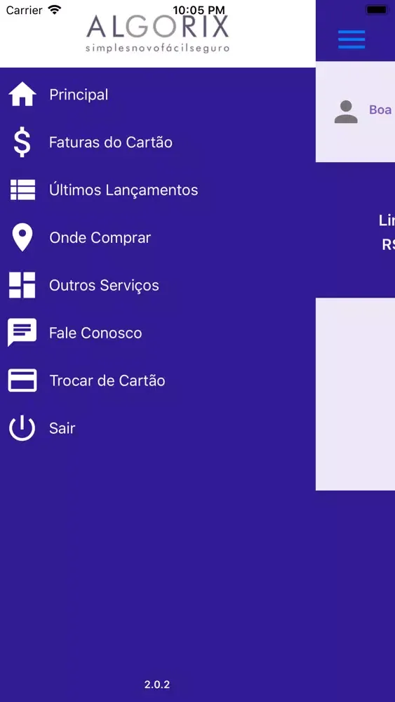 Capturas de tela do Meu Cartão Algorix