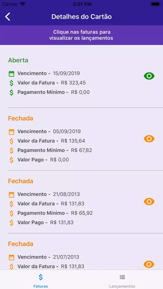 Capturas de tela do Meu Cartão Algorix