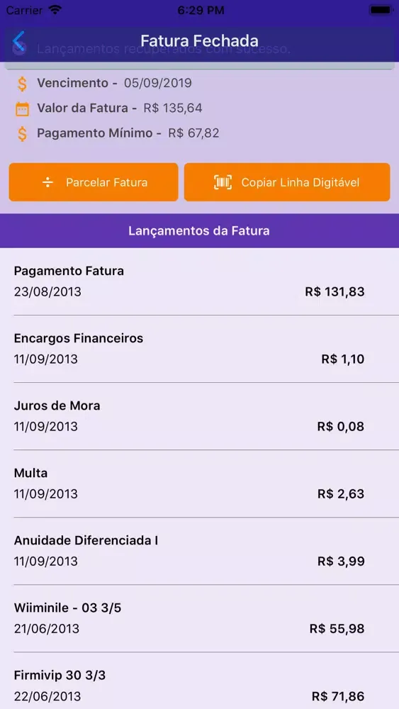 Capturas de tela do Meu Cartão Algorix