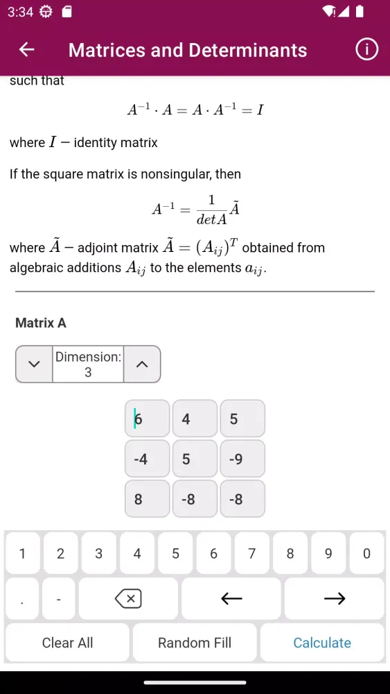 Capturas de pantalla de Linear Algebra Solver
