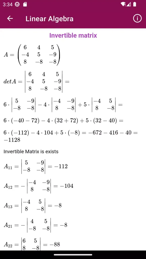Capturas de pantalla de Linear Algebra Solver