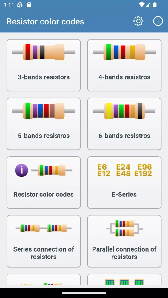 Resistor color code calculator Screenshots