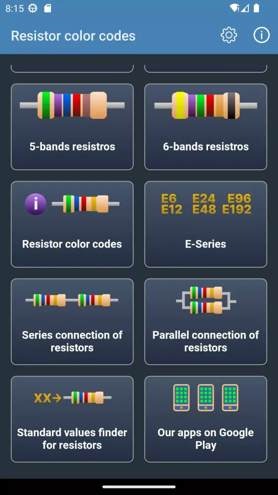 Resistor color code calculator Screenshots
