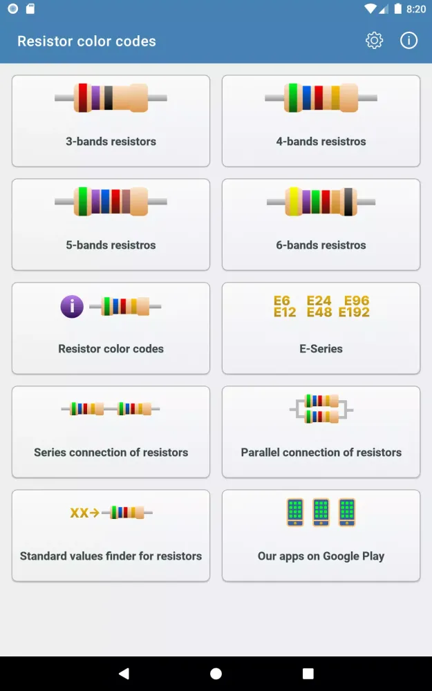 Resistor color code calculator Screenshots